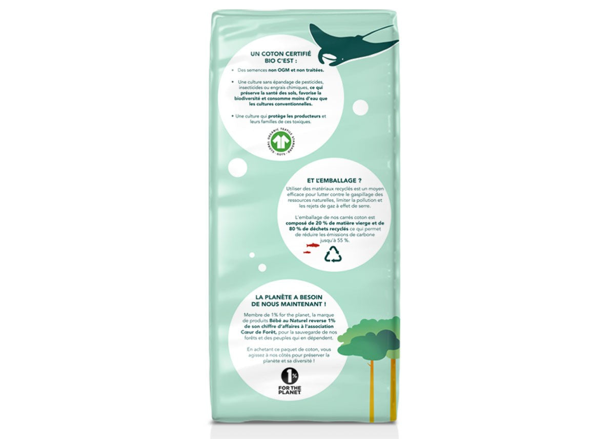 Maxi Carrés Coton Bébé - 100% Coton Bio 80 pièces